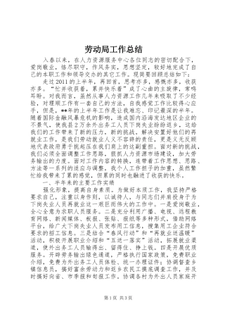 劳动局工作总结 
