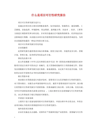 什么是项目可行性研究报告