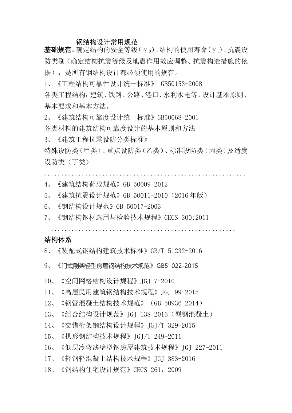 钢结构常用规范及规程_第1页