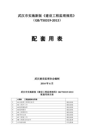 武汉市建设工程监理规范及配套用表GBT50319(word版)