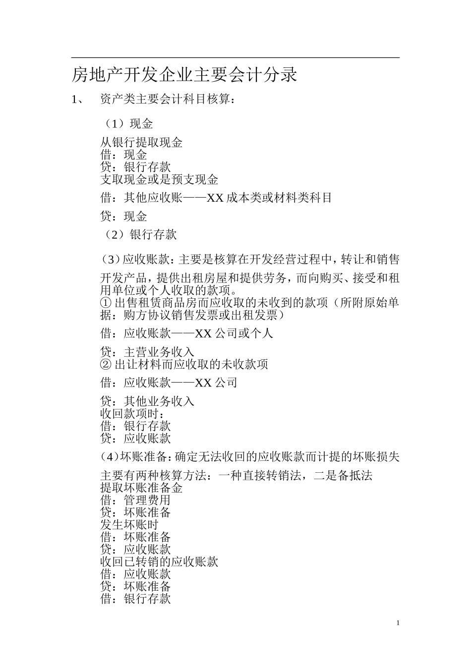 房地产开发企业会计分录(超全)_第1页