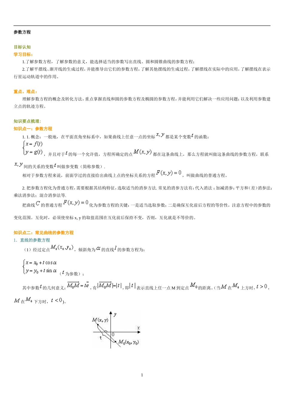 参数方程完全解析(非原创)_第1页