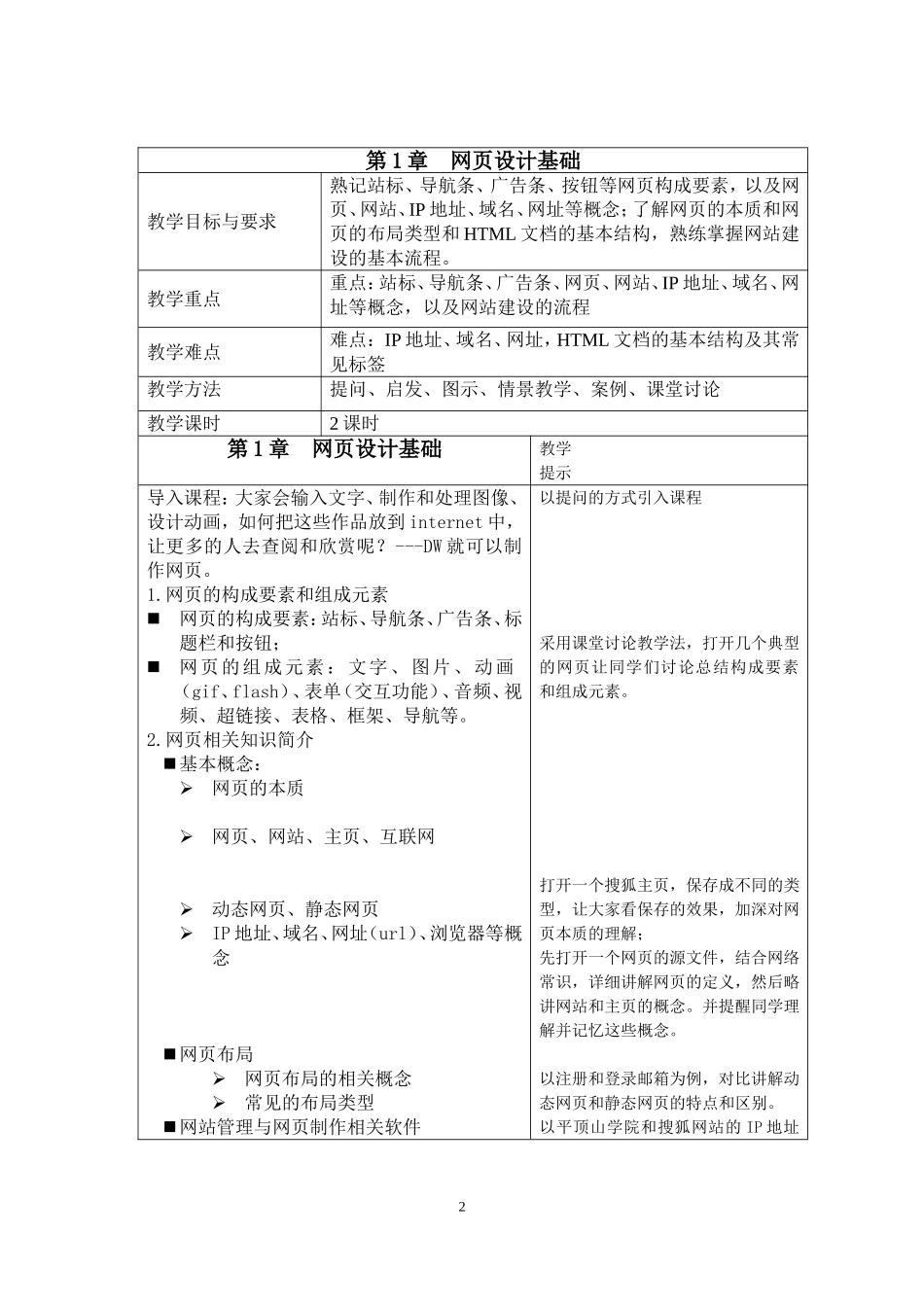 《Dreamweaver网页设计》教案_第2页