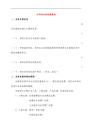 公司的业务发展规划