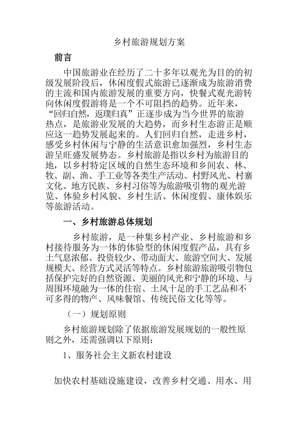 乡村旅游策划方案1_第1页