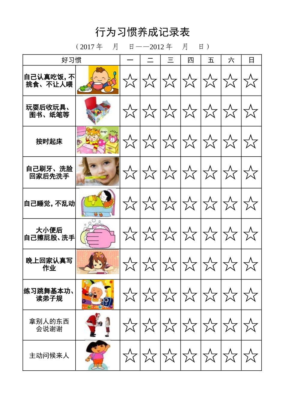 儿童行为习惯养成记录表(二)_第3页