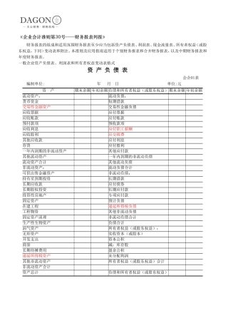 财务报表标准格式-完整版