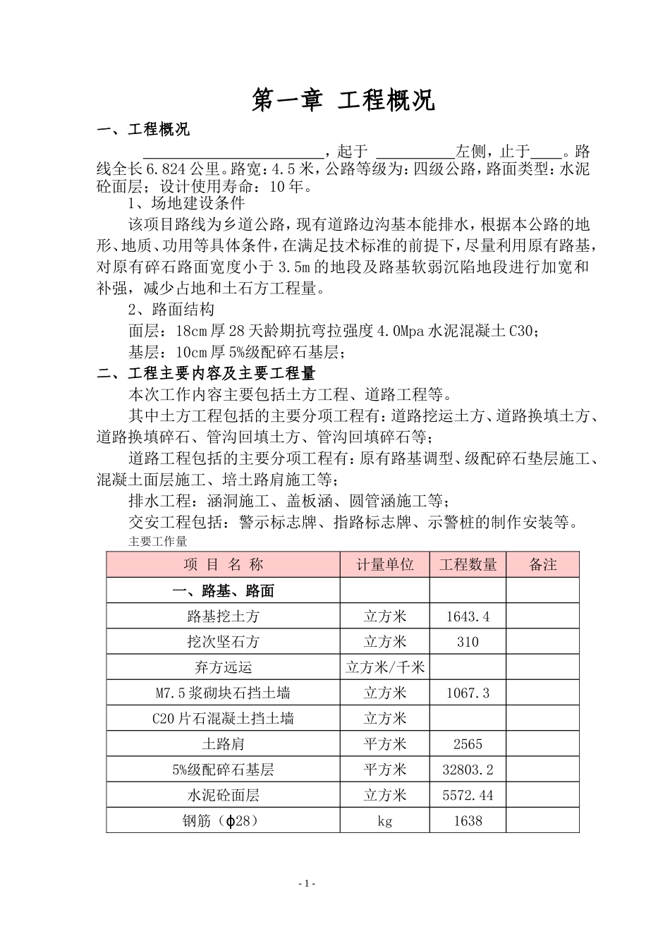 乡村道路硬化工程施工组织设计_第1页