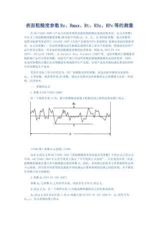表面粗糙度参数Rz、Rmax、Rt、R3z、RPc等的测量