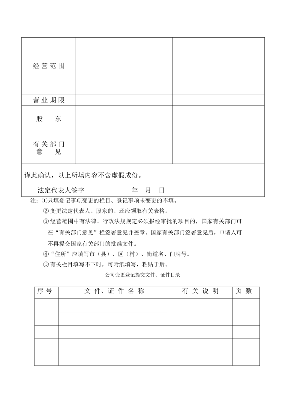 工商局表格-公司变更登记申请书_第2页