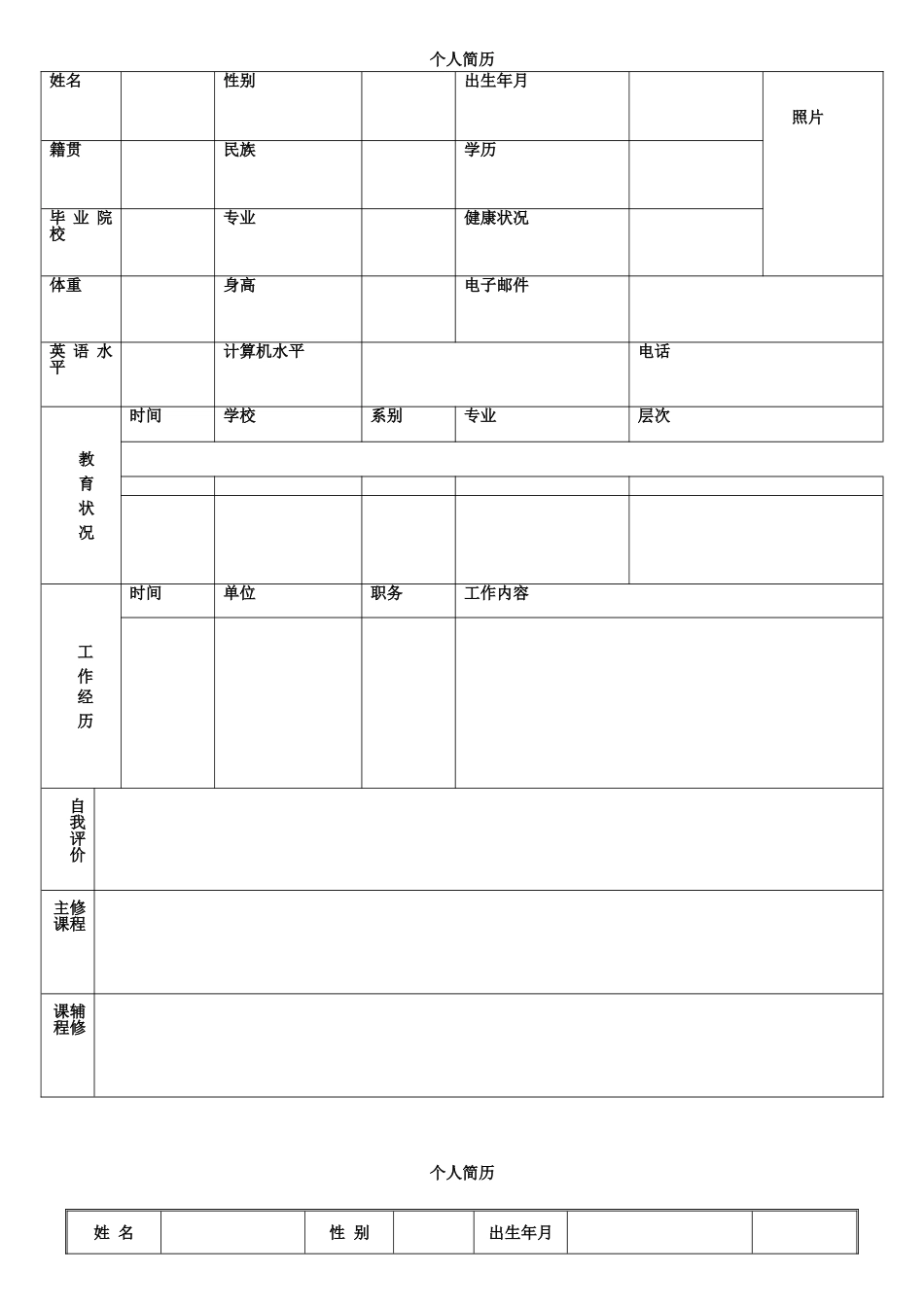 个人简历表格(通用版)_第3页