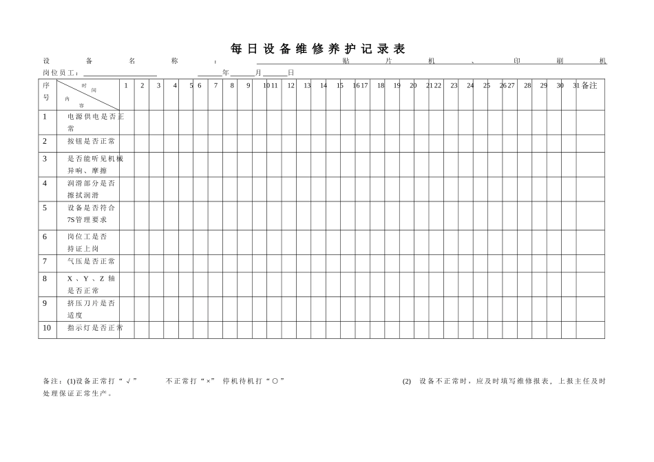 设备维修保养记录表_第2页
