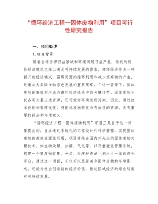 “循环经济工程—固体废物利用”项目可行性研究报告