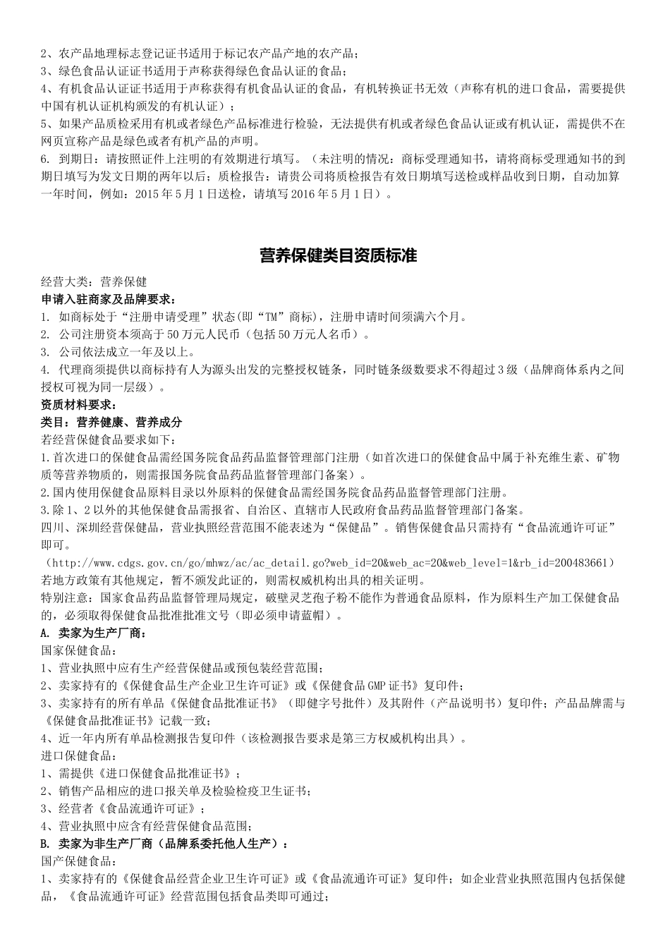 电商平台产品招商资质标准细则_第2页