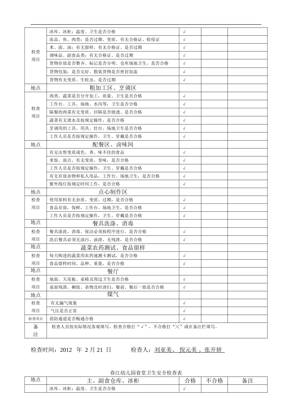 春江幼儿园食堂卫生安全检查表_第3页