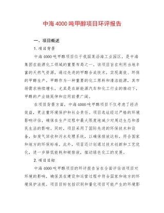 中海4000吨甲醇项目环评报告