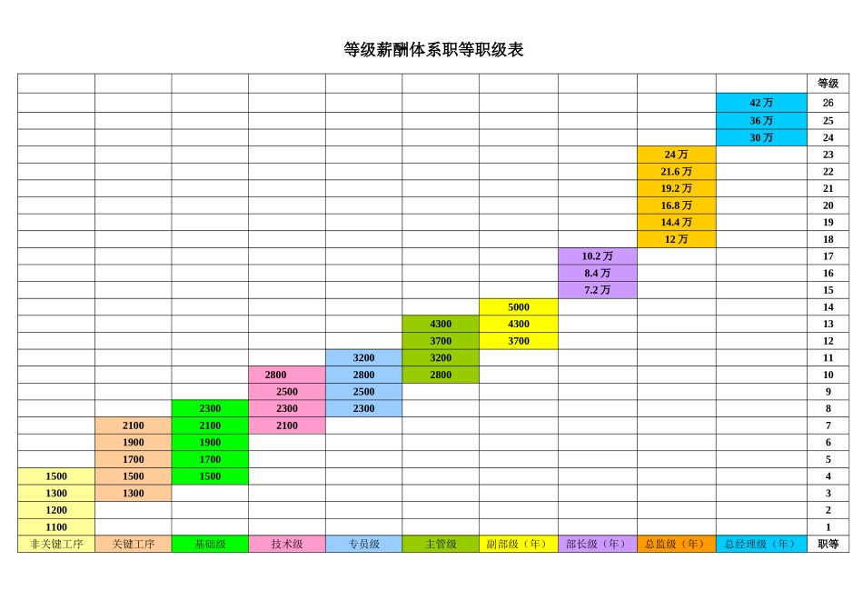 等级薪酬体系职等职级表-公司_第1页