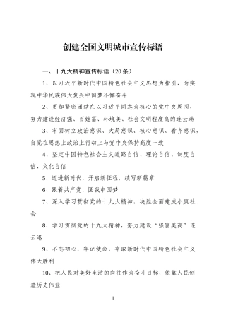 创建全国文明城市宣传标语