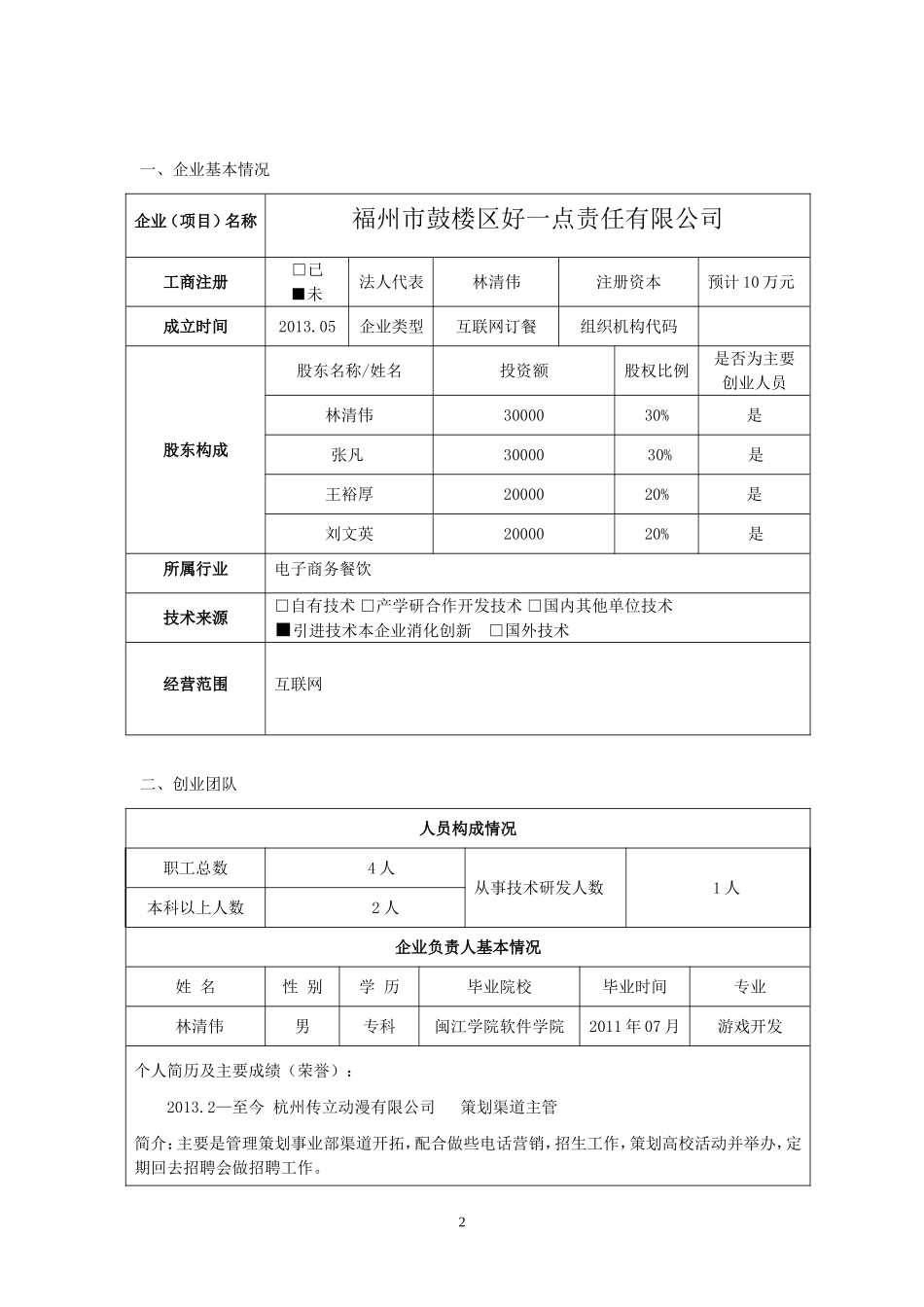 创业园入驻申请书_第2页