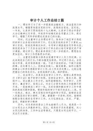审计个人工作总结2篇