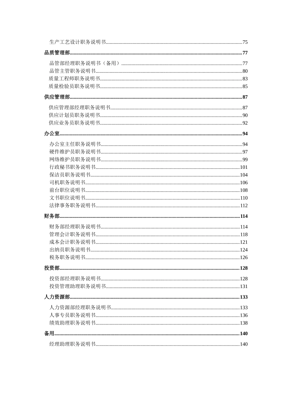 职位说明书范文(55份全套职务说明书)_第3页