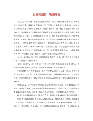 世界无烟日：吸烟危害