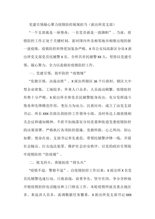 党建引领凝心聚力疫情防控展现担当（派出所党支部）