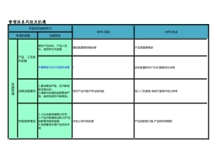 风险和机遇一览表