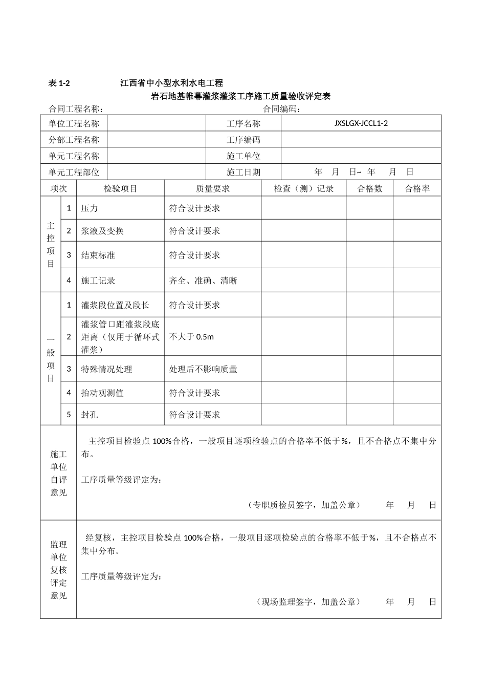 第三册-地基处理与基础工程--江西省中小型水利水电工程单元工程施工质量验收评定表_第3页