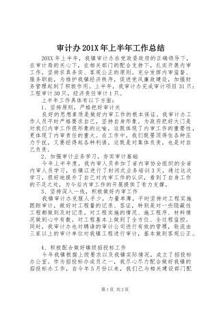 审计办202X年上半年工作总结