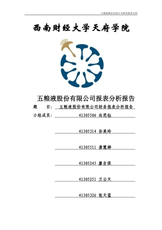 五粮液财务报表分析