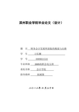 毕业论文(设计)-财务会计发展所面临的挑战与出路