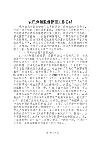 农民负担监督管理工作总结 