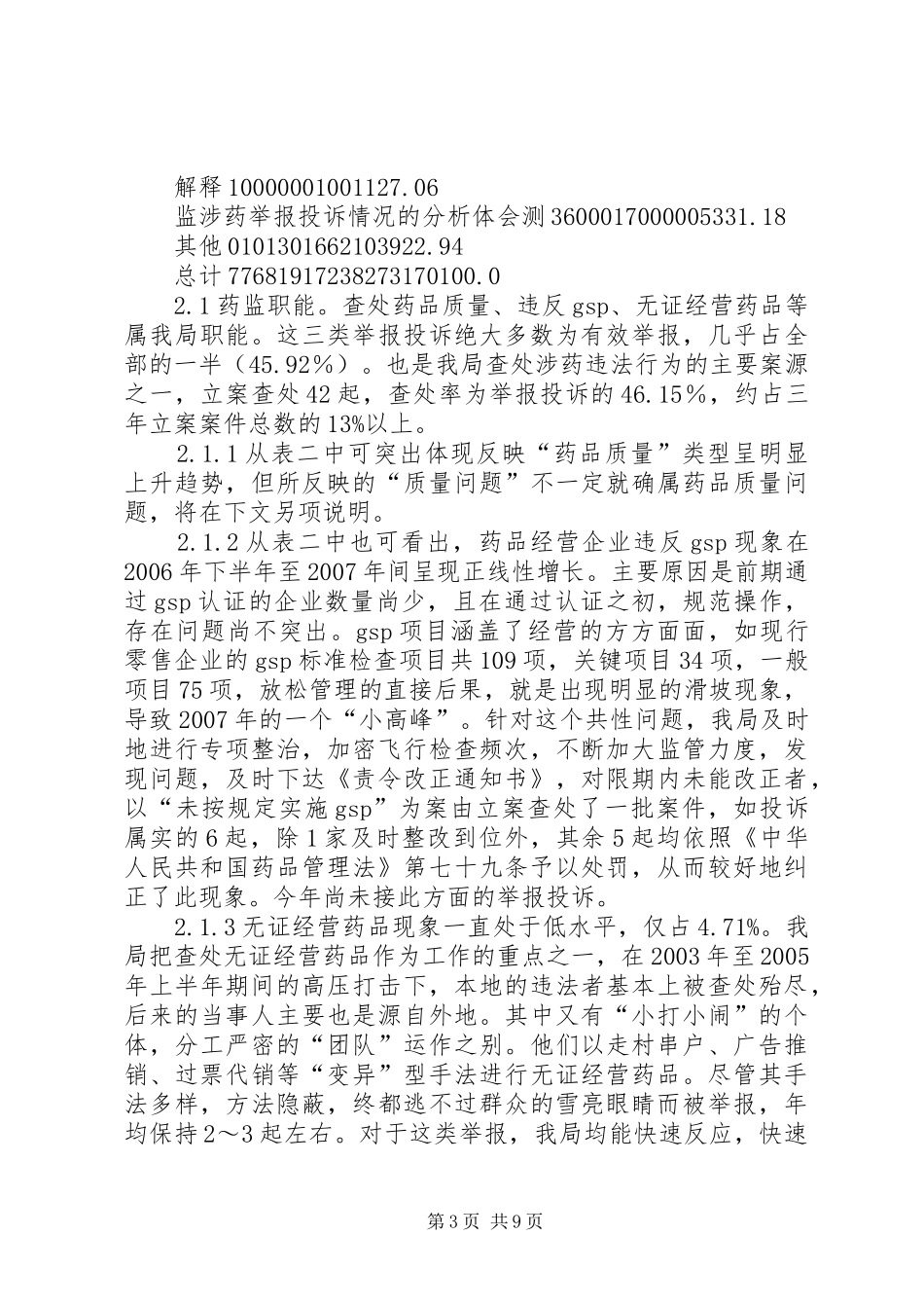 涉药举报投诉情况的分析体会_第3页