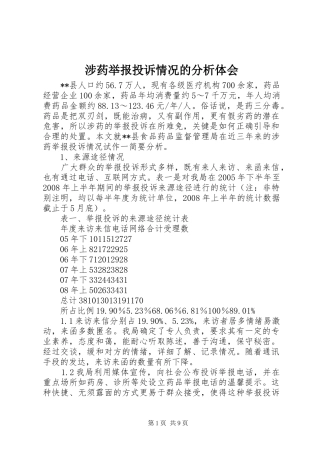 涉药举报投诉情况的分析体会