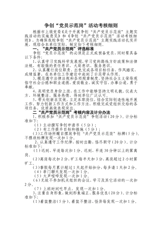 党员示范岗：党员示范岗考评细则