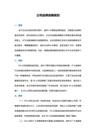 公司品牌战略规划