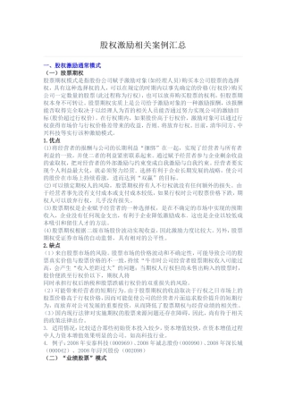 股权激励相关案例汇总