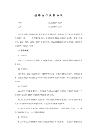 软件开发战略合作协