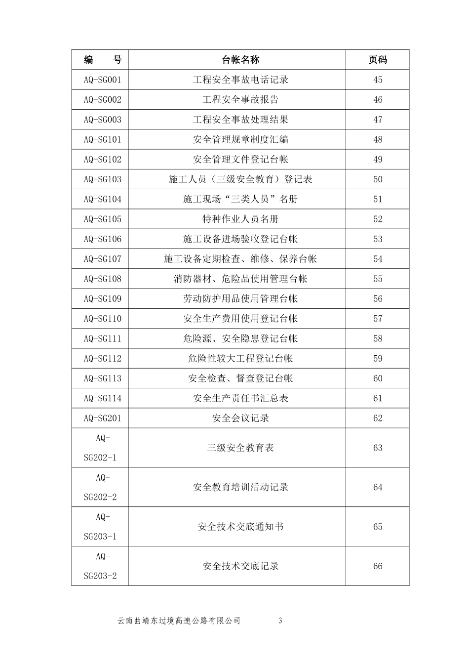 公路建设安全管理台帐(参考)用表_第3页