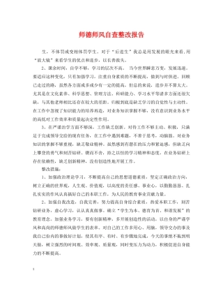 师德师风自查整改报告 
