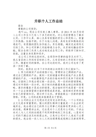 升职个人工作总结 