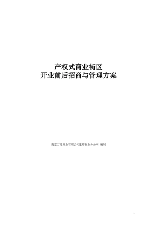 产权式商业街区开业前后招商与管理方案-21页