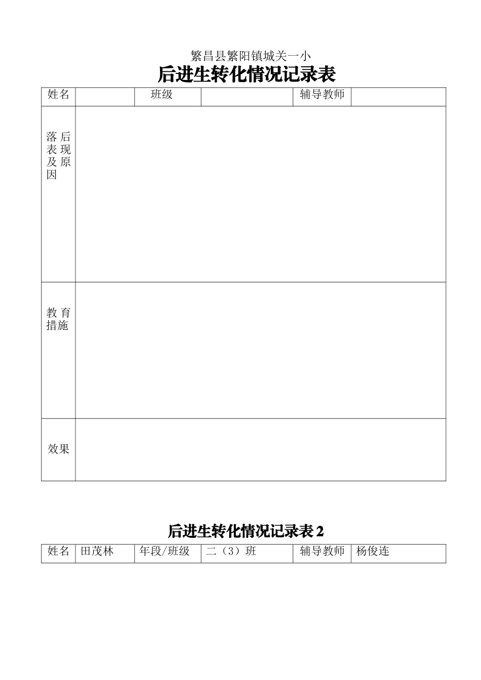 后进生转化记录表_第1页