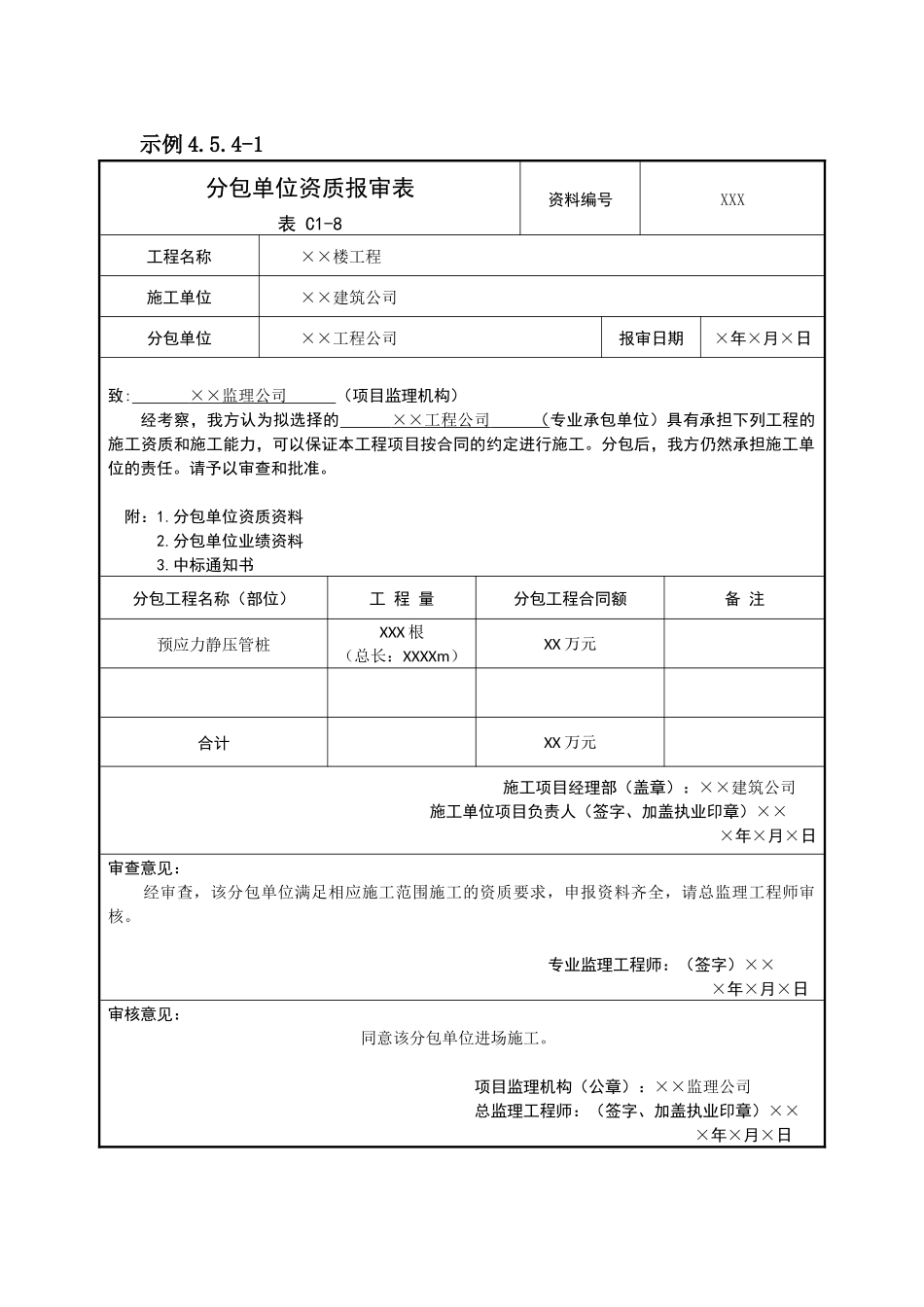 分包单位资质报审表_第2页