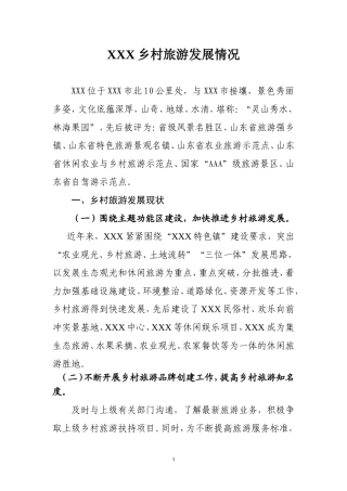 乡村旅游发展情况汇报