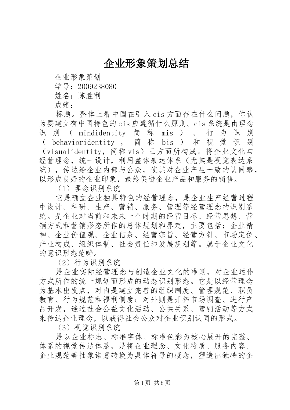 企业形象策划总结 _第1页