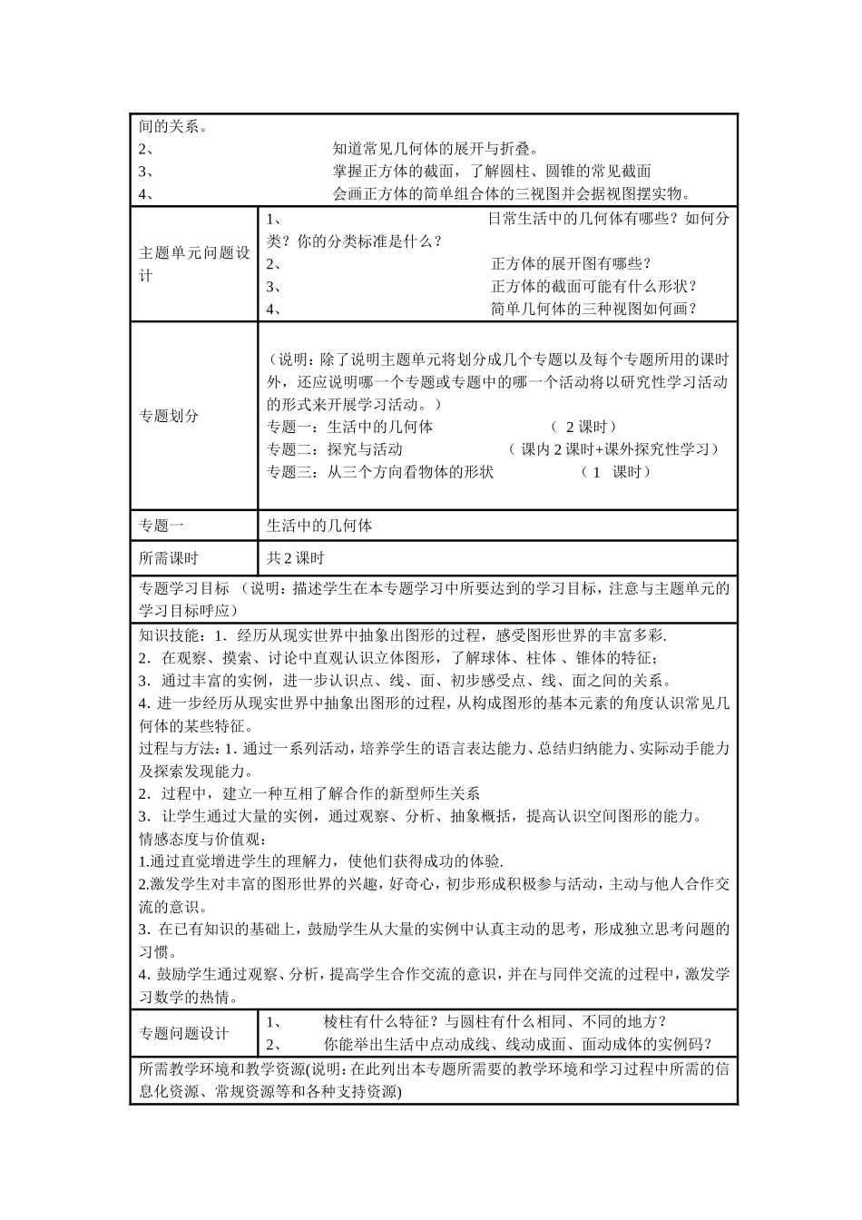 初中数学《丰富的图形世界》单元教学设计以及思维导图_第2页