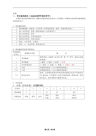 服饰编码规则表