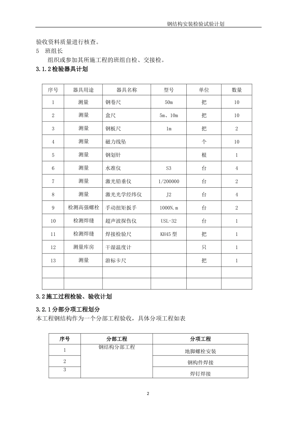 钢结构项目检验试验计划_第2页